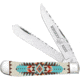 Whiskey Bent Knives Trapper Filework Folding Knife, Clip Point &amp; Spey Blades, 440 Steel Blade, 4.125in Closed Length, Acrylic Handle, Turquoise Bead, WB15F-01