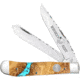 Whiskey Bent Knives Trapper Filework Folding Knife, Clip Point &amp; Spey Blades, 440 Steel Blade, 4.125in Closed Length, Acrylic Handle, Turquoise River, WB15F-14