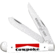 Whiskey Bent Knives Trapper Folding Knife, Slip Joint, 440 Steel Blade, 4.125in Closed Length, Acrylic Handle, Cowpoke, WB11-10