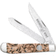 Whiskey Bent Knives Trapper Folding Knife, Slip Joint, 440 Steel Blade, 4.125in Closed Length, Acrylic Handle, Floral Tool, WB11-06