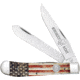 Whiskey Bent Knives Trapper Folding Knife, Slip Joint, 440 Steel Blade, 4.125in Closed Length, Acrylic Handle, Patriot, WB11-18