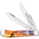 Whiskey Bent Knives Trapper Folding Knife, Slip Joint, 440 Steel Blade, 4.125in Closed Length, Acrylic Handle, Pump Jack Sunrise, WB11-12