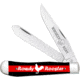 Whiskey Bent Knives Trapper Folding Knife, Slip Joint, 440 Steel Blade, 4.125in Closed Length, Acrylic Handle, Rowdy Rooster, WB11-33