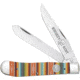 Whiskey Bent Knives Trapper Folding Knife, Slip Joint, 440 Steel Blade, 4.125in Closed Length, Acrylic Handle, Serape Sunrise, WB11-15