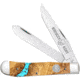 Whiskey Bent Knives Trapper Folding Knife, Slip Joint, 440 Steel Blade, 4.125in Closed Length, Acrylic Handle, Turquoise River, WB11-14
