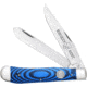 Whiskey Bent Knives Trapper Folding Knife, Slip Joint, 440 Steel Blade, 4.125in Closed Length, G10 Handle, Blue Burst, WB11-27