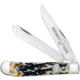Whiskey Bent Knives Trapper Folding Knife, Slip Joint, 440 Steel Blade, 4.125in Closed Length, Natural Bone Handle, Carved Burnt Bone, WB11-16