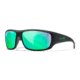 Wiley X WX Omega Sunglasses, Matte Black Frame, Captivate Polarized Green Mirror Lens, ACOME22