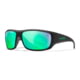 Wiley X WX Omega Sunglasses, Matte Black Frame, Captivate Polarized Green Mirror Lens, ACOME22