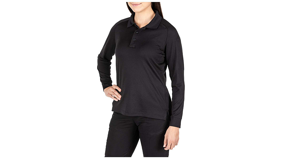 5.11 Tactical Performance Long Sleeve Polo - Womens, Black, Large, 62408-019-L