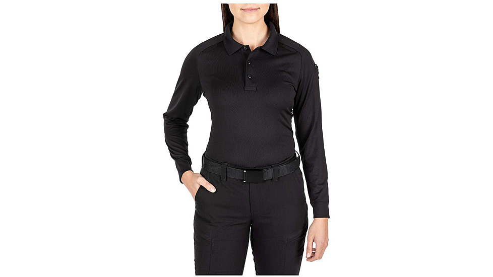 5.11 Tactical Performance Long Sleeve Polo - Womens, Black, Large, 62408-019-L