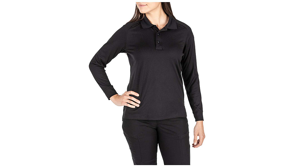 5.11 Tactical Performance Long Sleeve Polo - Women's, Black, L, 62408-019-L