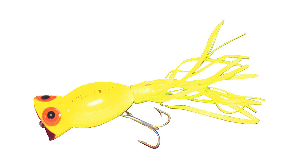 Arbogast Hula Popper Topwater Popper, 2in, 3/8 oz, Floating, Yellow, G760-03