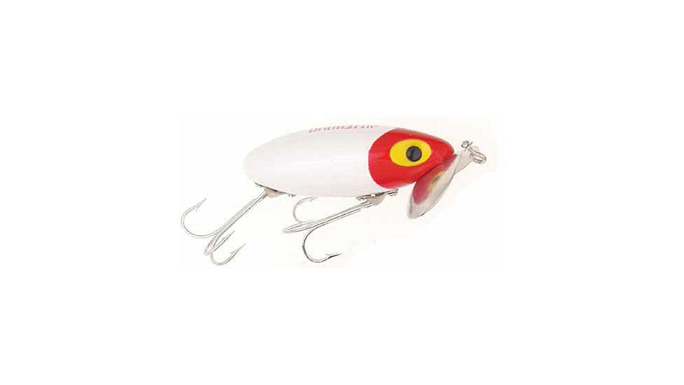 Arbogast Jitterbug Topwater Lure, 2in, 1/4 oz, Floating, White/Red Head, G630-01