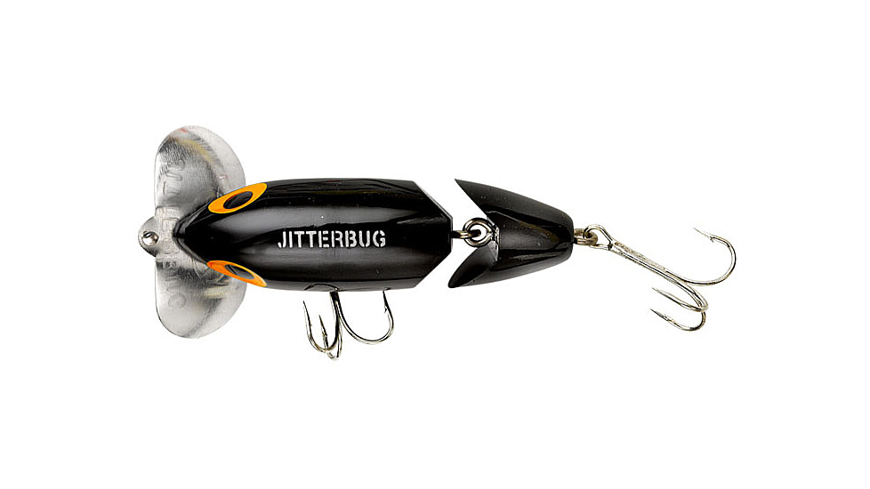 Arbogast Jointed Clicker Jitterbug Lure, 3 1/2in, 5/8 oz, Black, G675-02