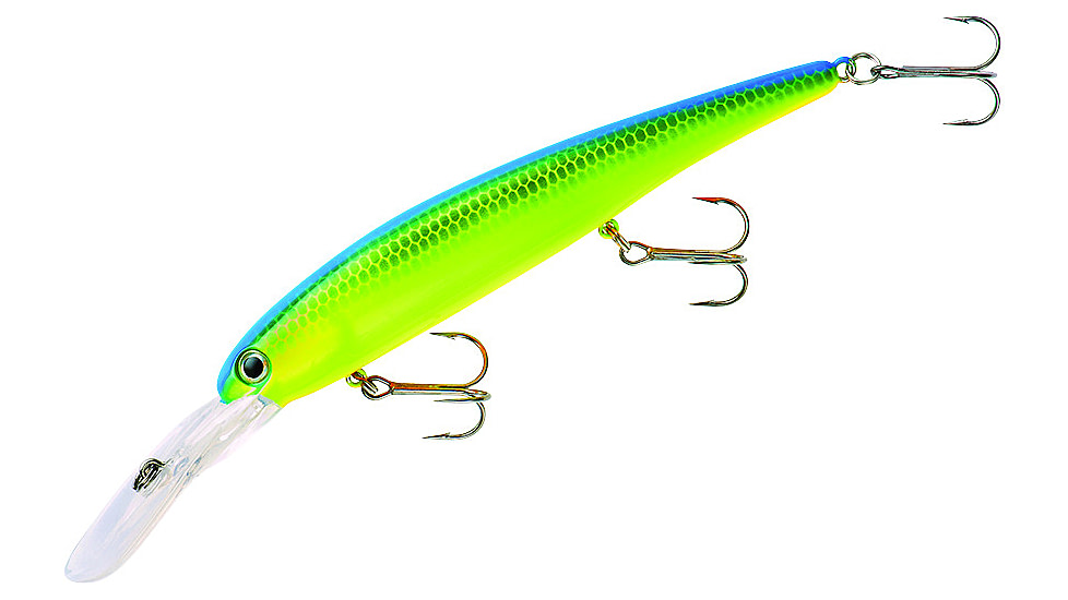 Bandit Walleye Deep Plug, 5/8oz, 4 3/4in, Chartreuse Blue Back, BDTWBD236