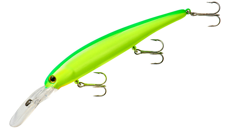 Bandit Walleye Deep Plug, 5/8oz, 4 3/4in, Chartreuse/Green Back, BDTWBD219