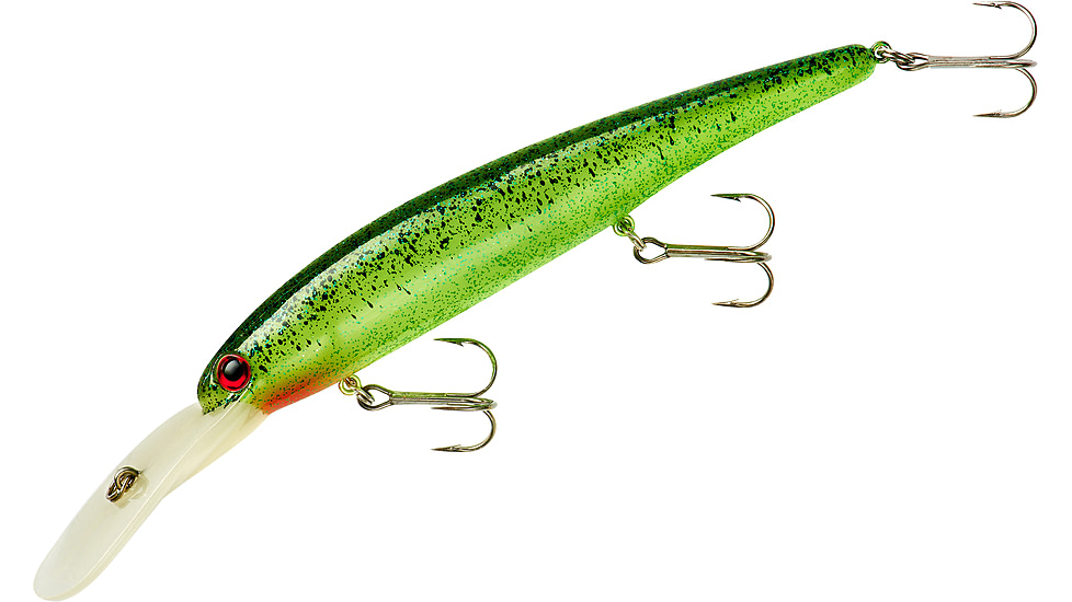 Bandit Walleye Deep Plug, 5/8oz, 4 3/4in, Green/Black Splatter Glow, BDTWBDG01
