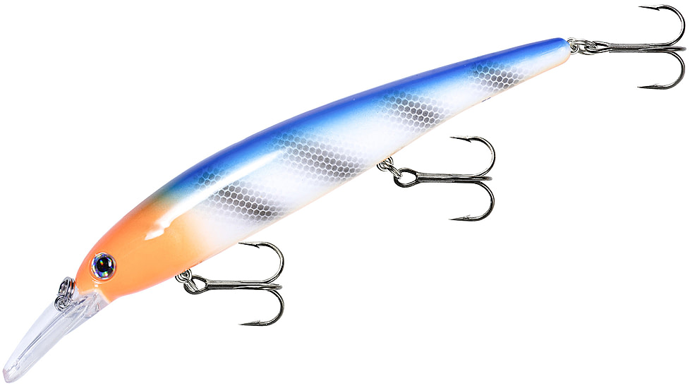 Bandit Walleye Shallow Bait, 4 3/4in, 5/8oz, White Blue/Orange Head, BDTWBS1OL151