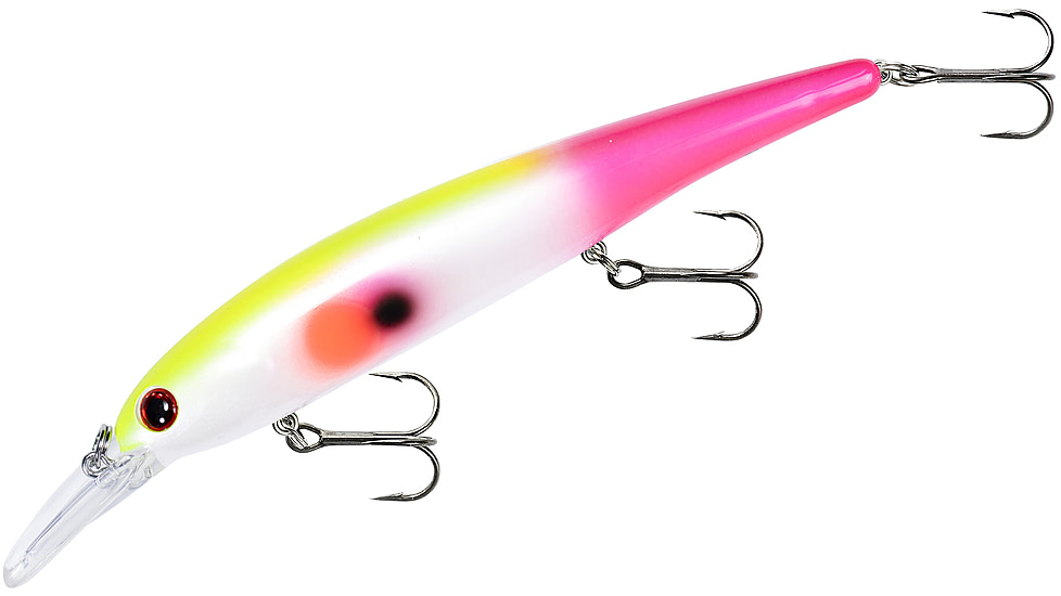 Bandit Walleye Shallow Bait, 4 3/4in, 5/8oz, White Yellow/Pink Tail, BDTWBS1OL157