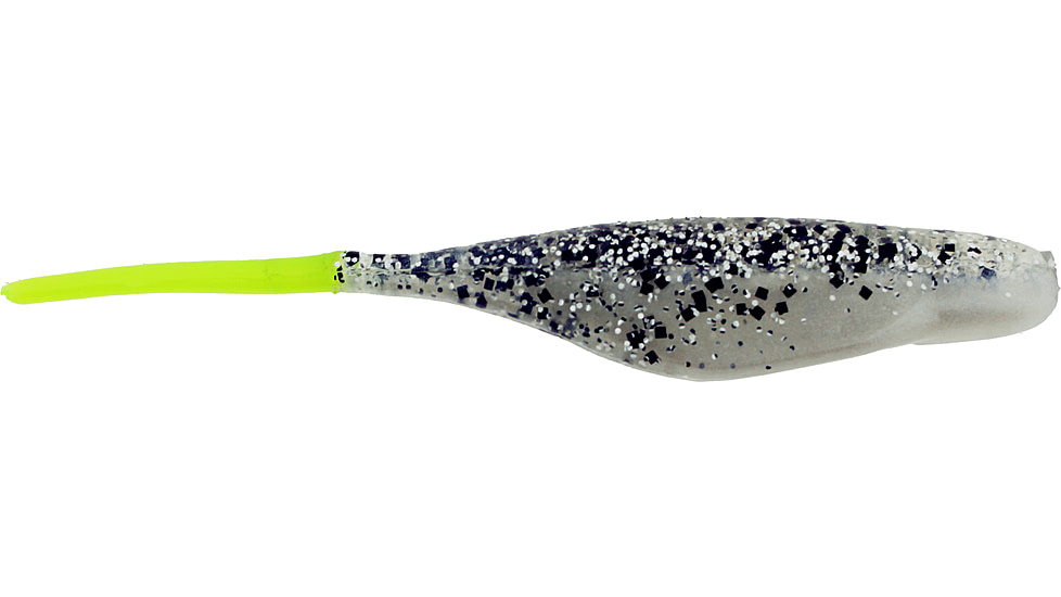 Bass Assassin Lures Shad, 3in, 10 per Pack, Salt &amp; Pepper Silver Phantom/Chartreuse Tail, 3, SA13238