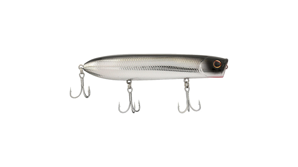 Berkley Cane Walker Saltwater Hard Bait, Topwater, Saltwater, 110, 5/7 oz, 110mm, Topwater, Hook Size 6, 3 Hooks, Black Chrome, 110, 1573049