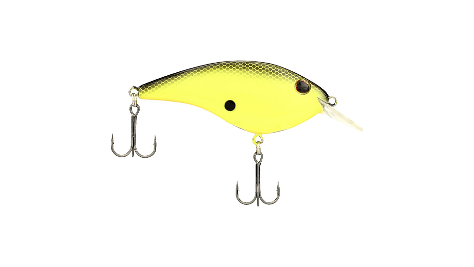 Berkley Clickin Frittside Hard Bait, Crankbait, 5 Biggunft, 3/7oz, 2 4/5in / 7cm, 2ft-5ft / 0.5-1.5m, Hook Size 5, 2 Hooks, Black Chartreuse, 5 Biggunft, 1569972