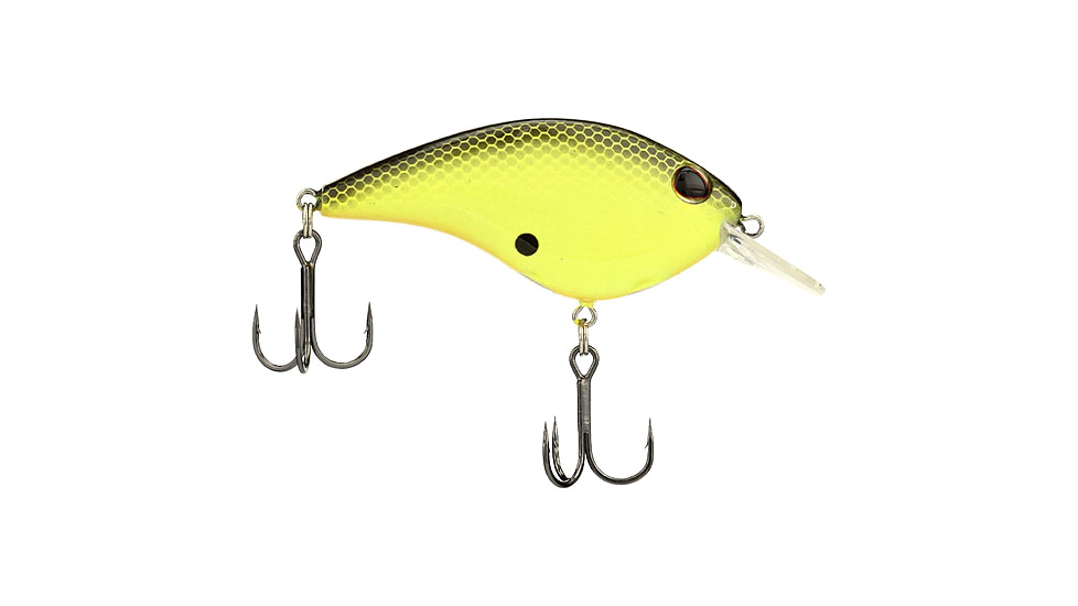 Berkley Clickinft Frittside Hard Bait, Crankbait, 5, 1/3oz, 2 1/4in / 5 3/4cm, 2ft-5ft / 0.5-1.5m, Hook Size 6, 2 Hooks, Black Chartreuse, 5, 1570012