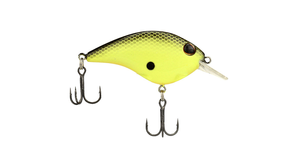Berkley Clickinft Frittside Hard Bait, Crankbait, 5 Junior, 1/4oz, 2in / 5cm, 2ft-5ft / 0.5-1.5m, Hook Size 7, 2 Hooks, Black Chartreuse, 5 Junior, 1569992