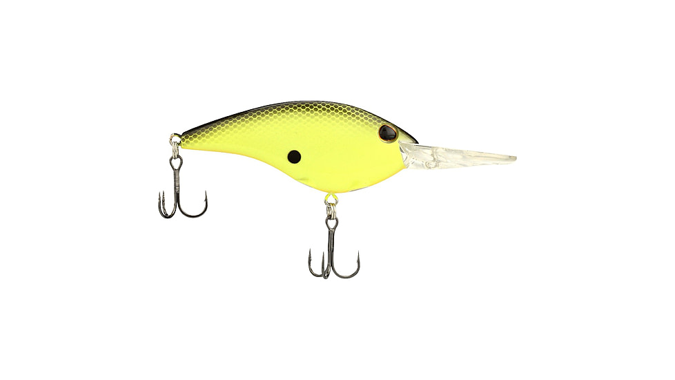 Berkley Clickinft Frittside Hard Bait, Crankbait, 9, 1/2oz, 2 3/4in / 7cm, 7ft-10ft / 2-3m, Hook Size 5, 2 Hooks, Black Chartreuse, 9, 1570052