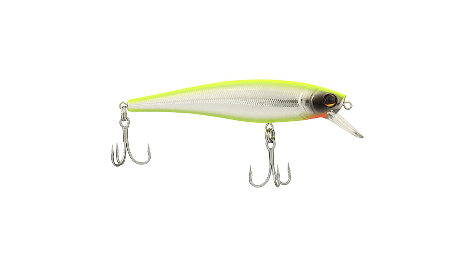 Berkley Cutter Saltwater Hard Bait, Jerkbait, Saltwater, 90 Shallow, 3/8 oz, 90mm, Hook Size 6, 2 Hooks, Chrome/Chartreuse, 90, 1573014