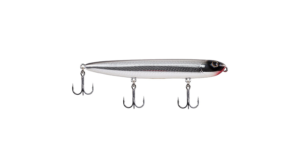 Berkley Drift Walker Hard Bait, Topwater, 110, 1/2 oz, 110mm, Topwater, Hook Size 6, 3 Hooks, Black Chrome, 110, 1487136