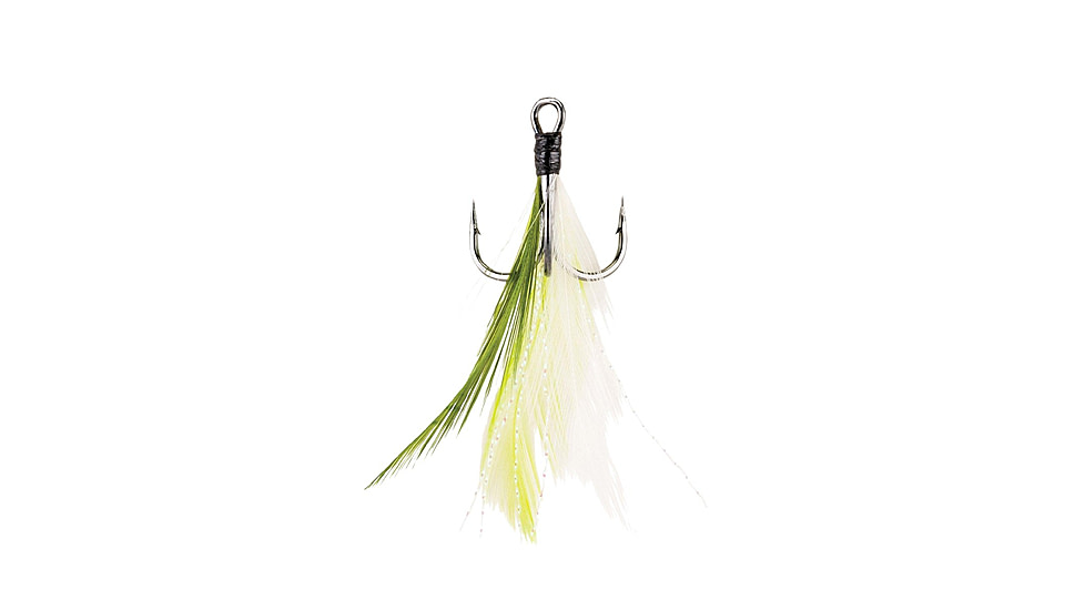 Berkley Fusion19 Feathered Treble Hook, White Chartreuse, 2, 1482948