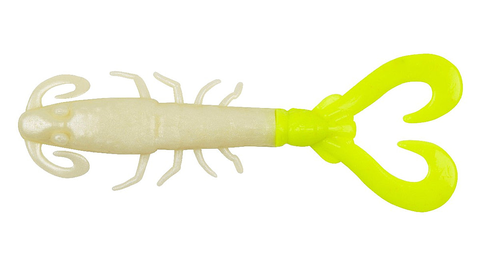 Berkley Gulp! Saltwater Mantis Shrimp Soft Bait, 3in, Pearl White/Chartreuse, 1278879