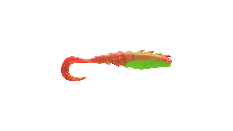 Berkley Gulp! Saltwater Nemesis Prawn Curl Tail Soft Bait, 4in, 4 Pack, Nuclear Chicken, 1551579