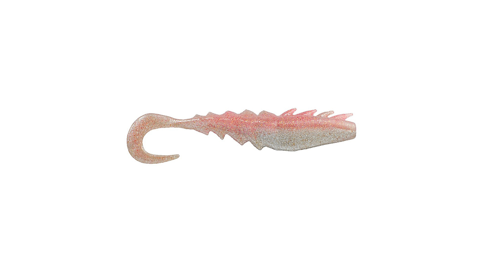 Berkley Gulp! Saltwater Nemesis Prawn Curl Tail Soft Bait, 5in, 4 Pack, Flamingo Chrome, 1637573