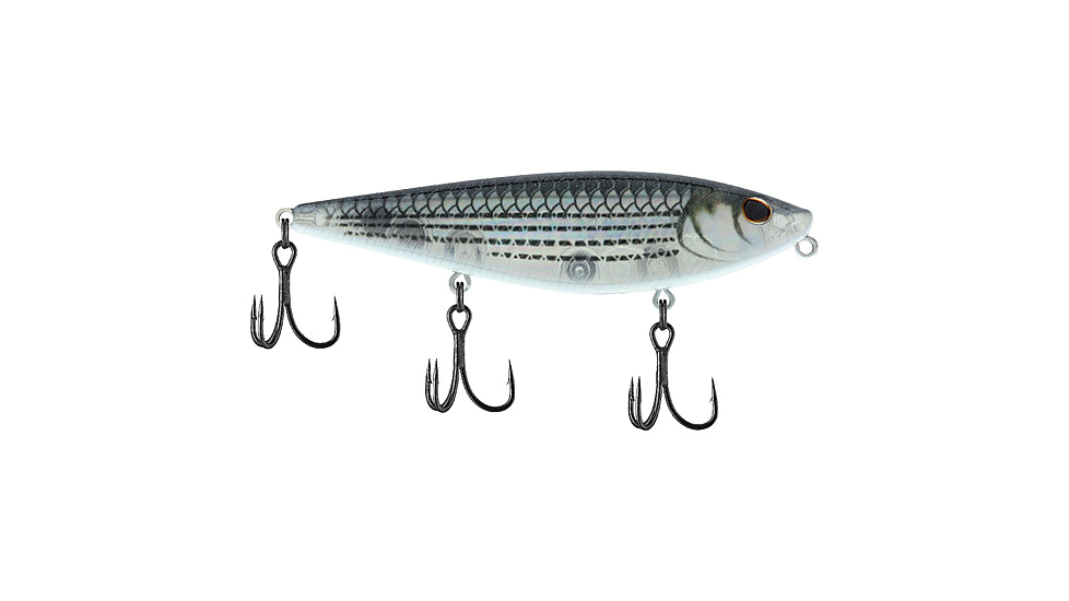 Berkley HighJacker Saltwater Hard Bait, Topwater, Saltwater, 100, 2/3 oz, 100mm, Topwater, Hook Size 6, 3 Hooks, Mullet, 1547899