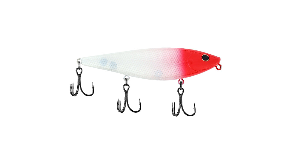 Berkley HighJacker Saltwater Hard Bait, Topwater, Saltwater, 100, 2/3 oz, 100mm, Topwater, Hook Size 6, 3 Hooks, Red Head, 1553442
