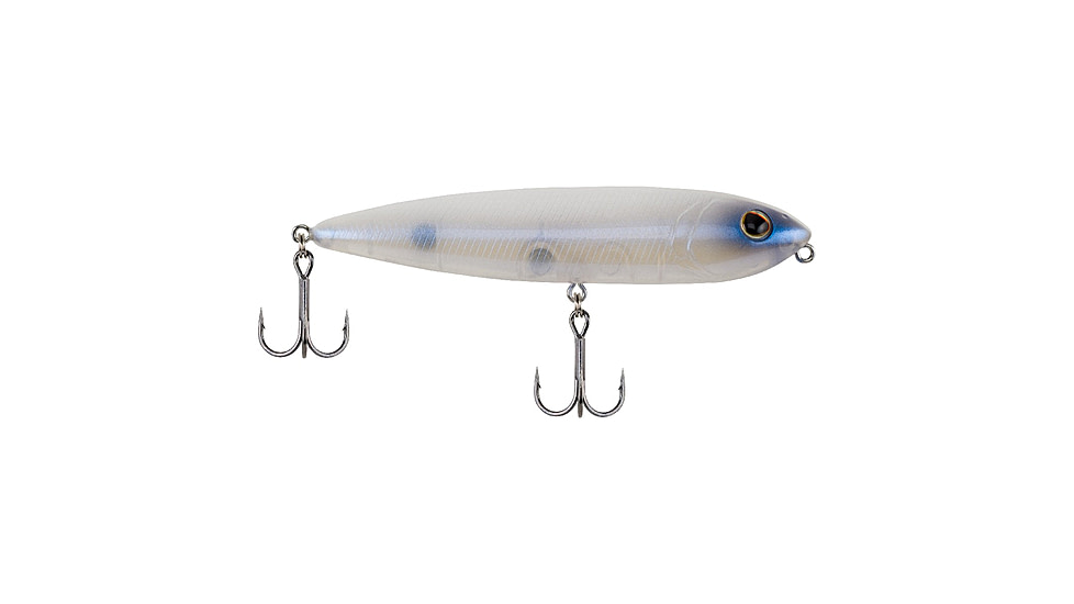 Berkley J-Walker 100 Hard Bait, Topwater, 100, 1/2 oz, 100mm, Topwater, Hook Size 4, 2 Hooks, Ghost White, 1487105