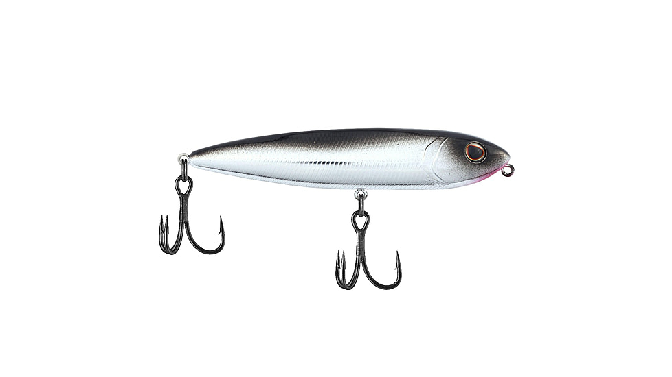 Berkley J-Walker 100 Saltwater Hard Bait, Topwater, Saltwater, 100, 1/2 oz, 100mm, Topwater, Hook Size 4, 2 Hooks, Black Chrome, 1547876