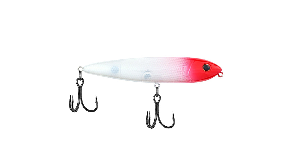 Berkley J-Walker 100 Saltwater Hard Bait, Topwater, Saltwater, 100, 1/2 oz, 100mm, Topwater, Hook Size 4, 2 Hooks, Red Head, 1553440