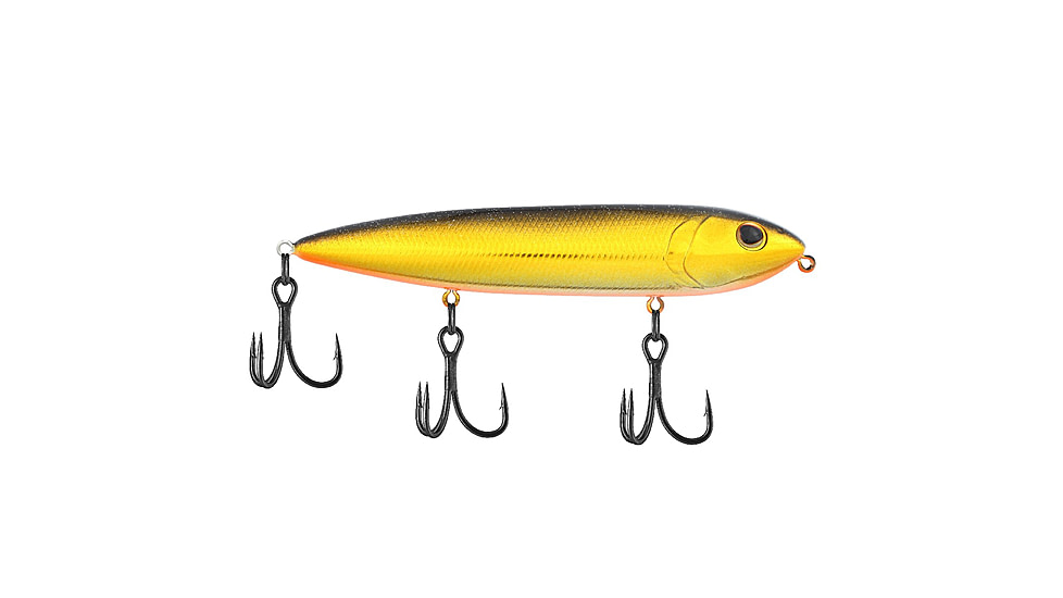 Berkley J-Walker 120 Saltwater Hard Bait, Topwater, Saltwater, 120, 5/7 oz, 120mm, Topwater, Hook Size 4, 3 Hooks, Black Gold, 1547886