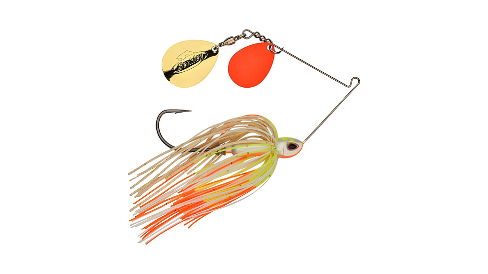 Berkley Power Blade Compact Double Colorado Spinnerbait, 1/2oz, Coleslaw/Orange + Gold, 1570595