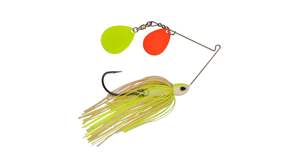 Berkley Power Blade Compact Double Colorado Spinnerbait, 1/2oz, White Chartreuse/Orange + Chartreuse, 1570590