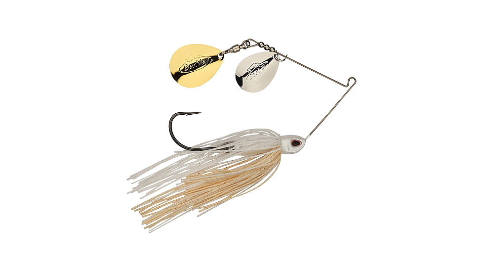 Berkley Power Blade Compact Double Colorado Spinnerbait, 1/2oz, White/Silver + Gold, 1570588