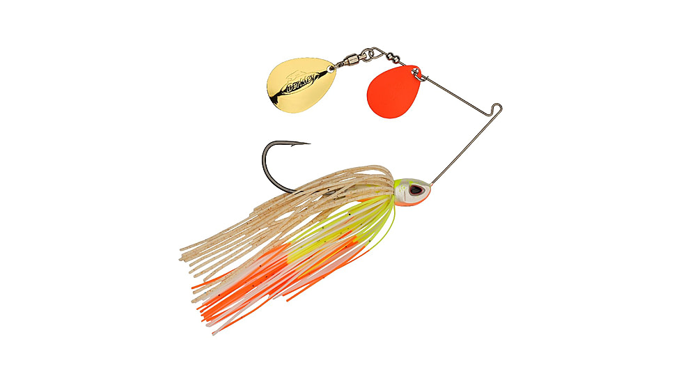 Berkley Power Blade Compact Double Colorado Spinnerbait, 3/8oz, Coleslaw/Orange + Gold, 1570584