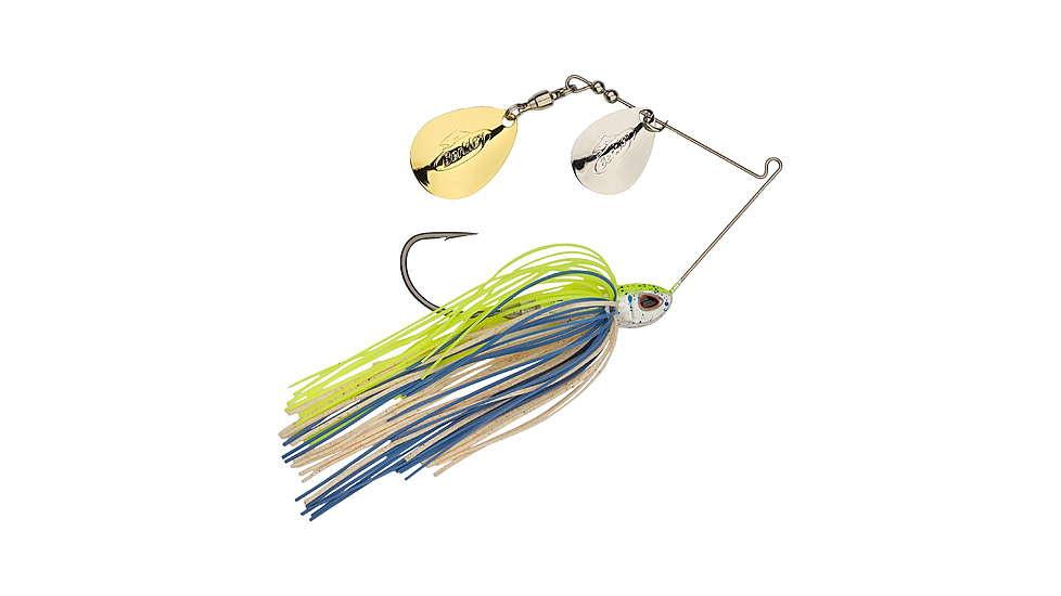 Berkley Power Blade Compact Double Colorado Spinnerbait, 3/8oz, Old School/Silver + Gold, 1570580