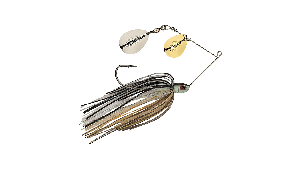 Berkley Power Blade Compact Double Colorado Spinnerbait, 3/8oz, Shad Spawn/Gold + Silver, 1570585