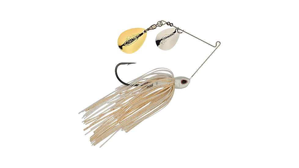 Berkley Power Blade Compact Double Colorado Spinnerbait, 3/8oz, White/Silver + Gold, 1570577