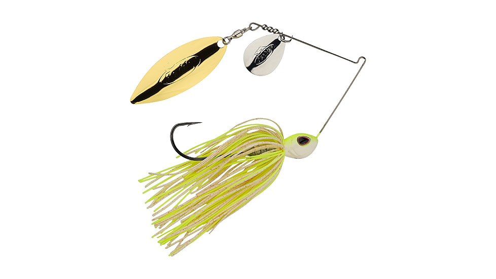 Berkley Power Blade Standard Colorado/Willow Spinnerbait, 1/2oz, White Chartreuse/Silver + Gold, 1570503